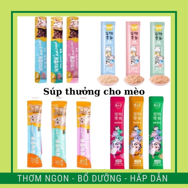 Combo 50 Thanh Súp Thưởng Cho Mèo Đủ Loại 15gr | Mix Đủ Loại Súp Thưởng Hiện Có😻
