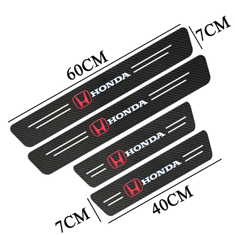 Bộ 4 Miếng Dán Trang Trí Bậc Cửa Xe Hơi Honda City GM2 Accord Jazz Civic Fc Bằng Sợi Carbon