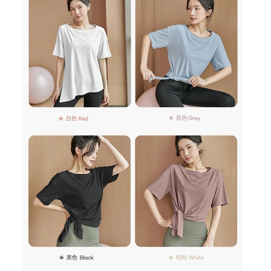 Áo Thun Thể Thao Tay Ngắn Dáng Rộng Nhanh Khô Đính Nơ Thời Trang Cho Nữ