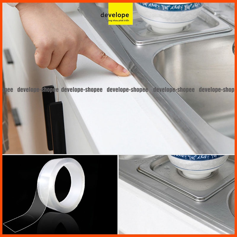 Băng Keo Hai Mặt Dài 1m - 3m - 5m MNS Tape Đa Năng Siêu Dính