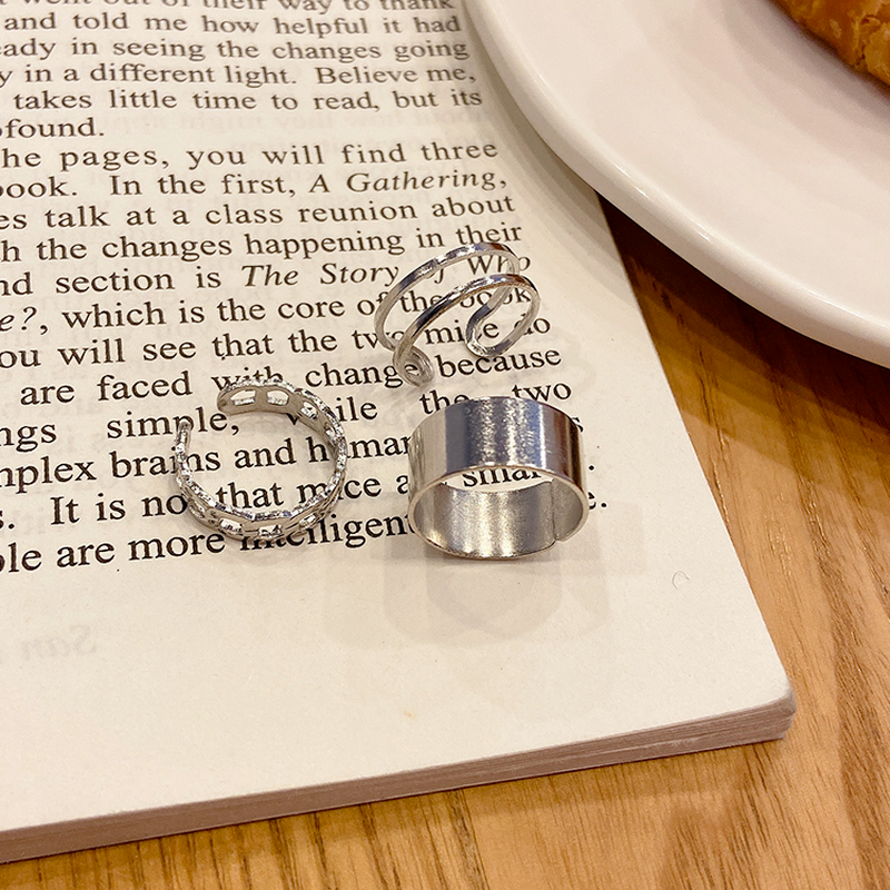 Bộ 3 nhẫn thiết kế hở có thể điều chỉnh phong cách thời trang Hàn Quốc