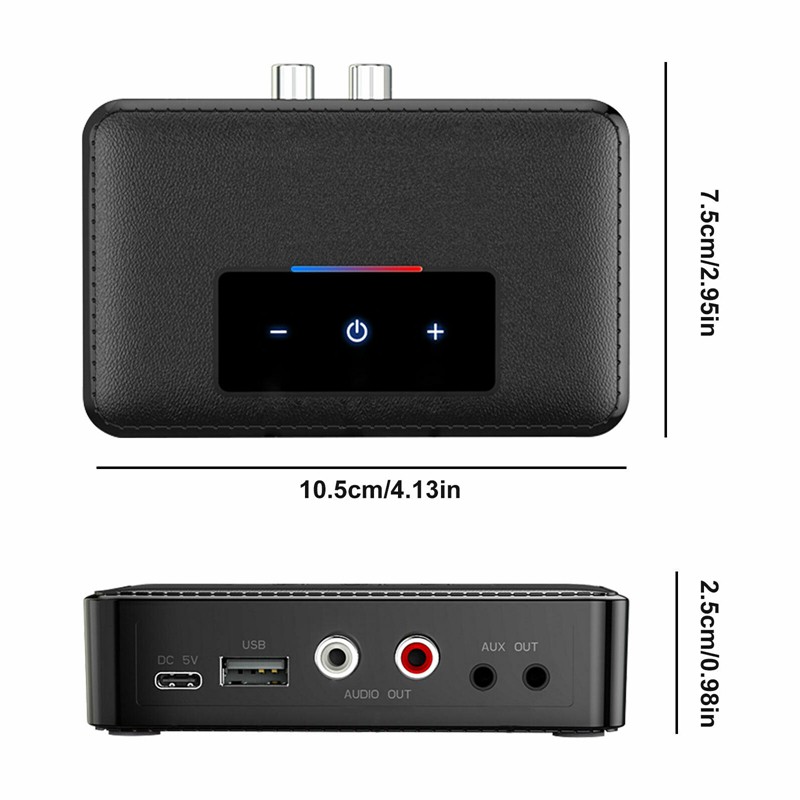 Bluetooth 5.0 Transmitter Receiver Wireless 3.5mm AUX NFC to 2 RCA Audio Adapter for Car TV Tereo System