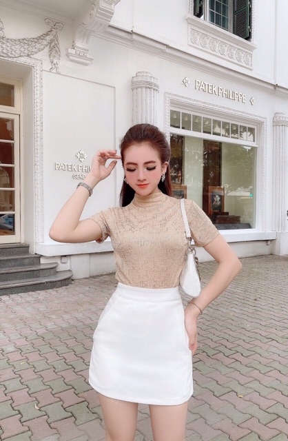 áo nhũ chữ, áo thun đẹp tay ngắn cổ 3 phân sang chảnh