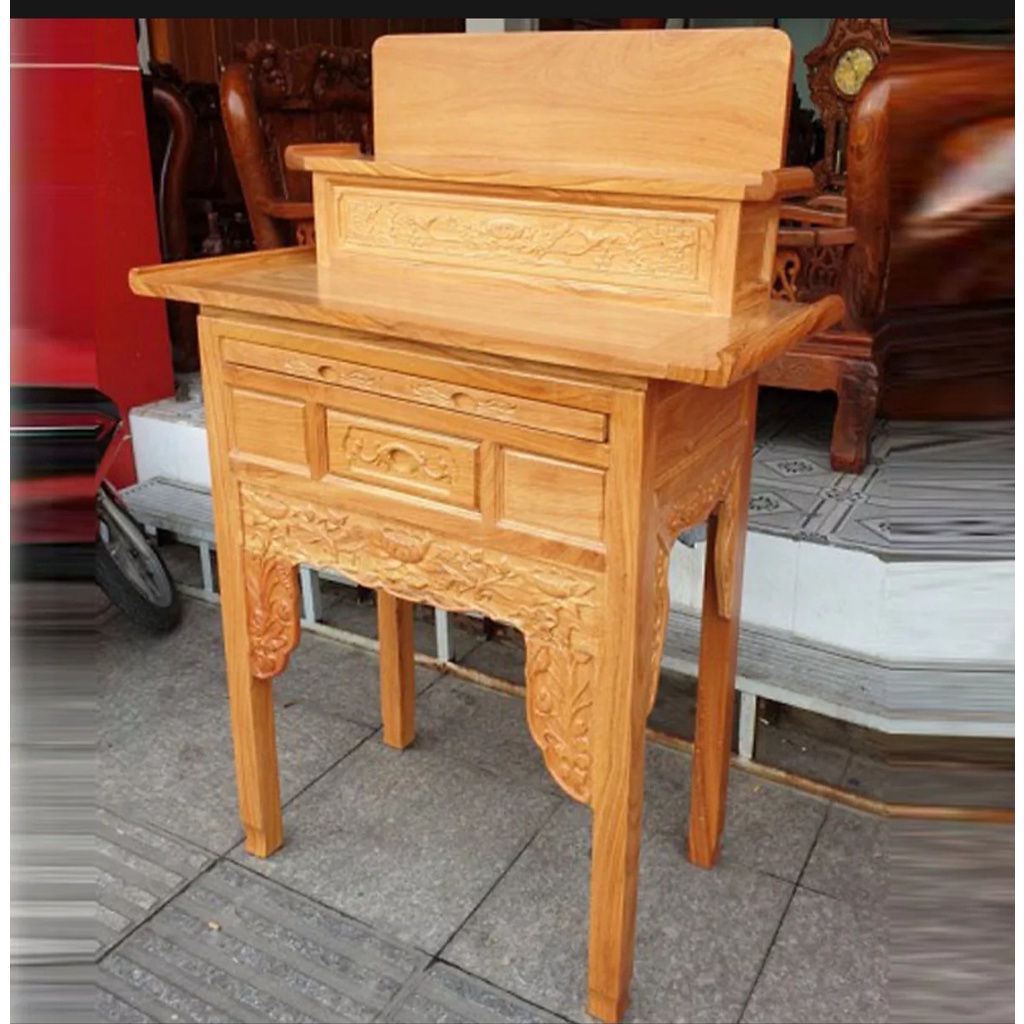 Bàn Thờ Bàn Cúng 2 Tầng gỗ Gõ Đỏ , bàn cúng gỗ gõ , bàn thờ gia tiên nhiều kích thước (FREESHIP 60 KM )