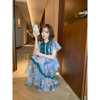 ĐẦM MAXI HOA PHỐI REN CAO CẤP
