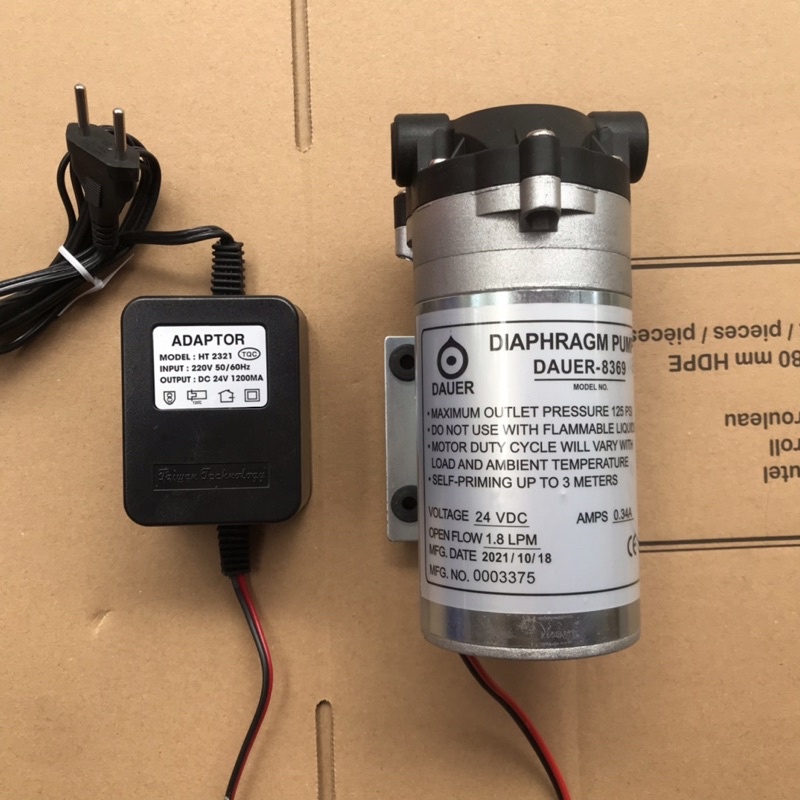 Bơm tăng áp 24v Grand Forest GFP 50 + nguồn 24v - Hút đẩy siêu khỏe - dùng cho máy lọc nước RO và dàn phun sương