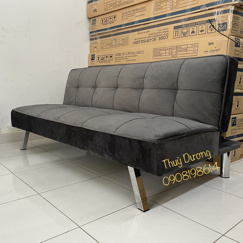 Ghế sofa Giường thông minh vải nhung màu xám đậm - Sofa Bed 1.7m x 96cm