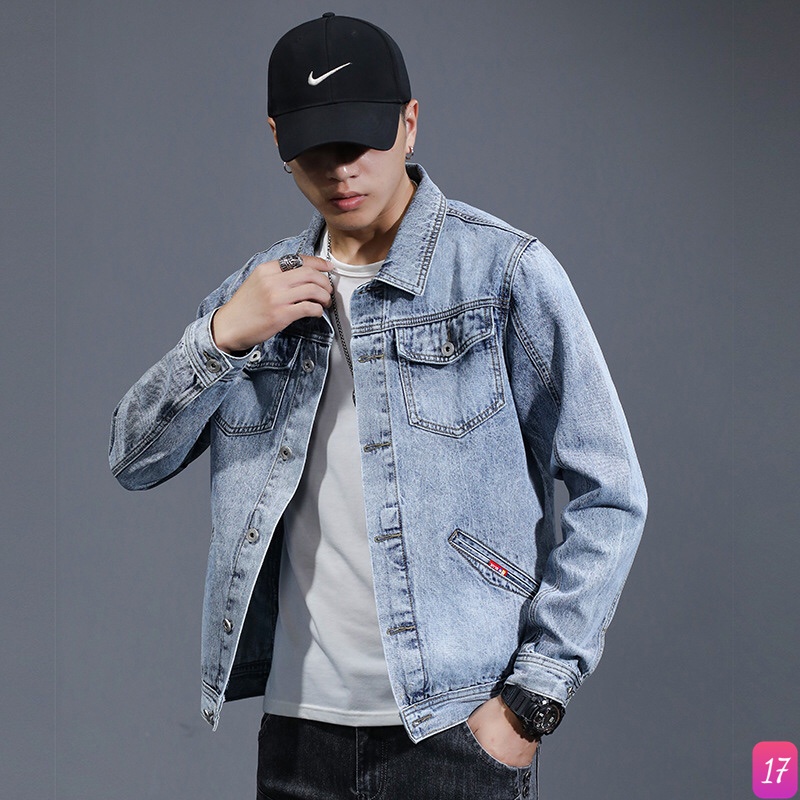 Áo Khoác Jean Cao Cấp Rin Chất Bò Màu Đen Xám Thêu Hình Họa Tiết M130