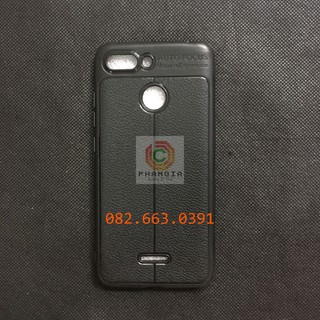 Ốp lưng dẻo đen Xiaomi Redmi 6 vân da sang trọng