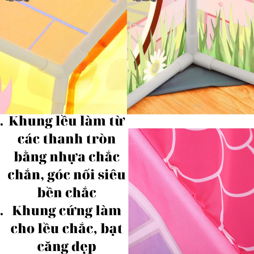 Lều lâu đài - lều bộ đội cho bé khung nhựa vài dù chắc chắn