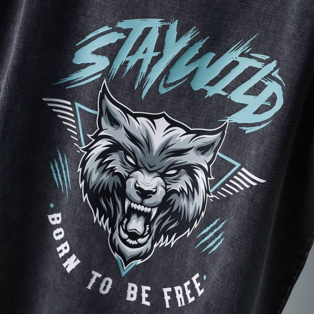 Áo Thun Nam Tay Ngắn STAY WILD - POLYS | Chất Cotton Wash, Dày Dặn, Co Dãn, Cực Chất, Hình In Cao Cấp, Không Bong Tróc