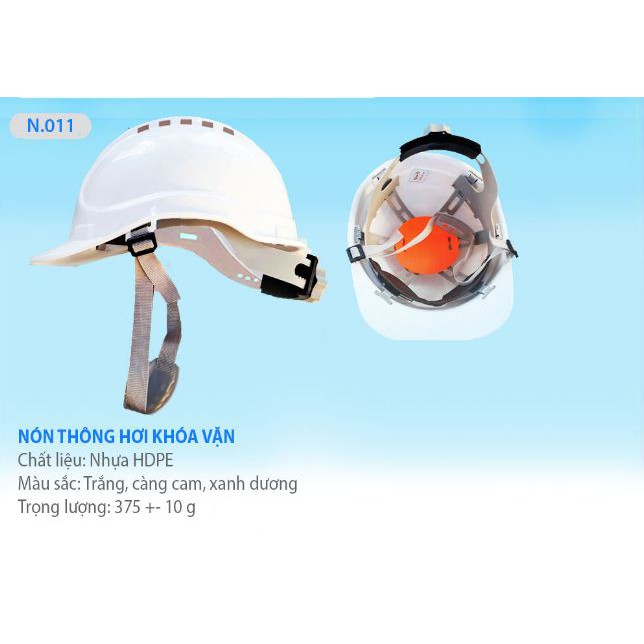 MUA NHIỀU GIẢM GIÁ - Nón bảo hộ thông hơi khóa vặn N011 - 2 màu chọn lựa