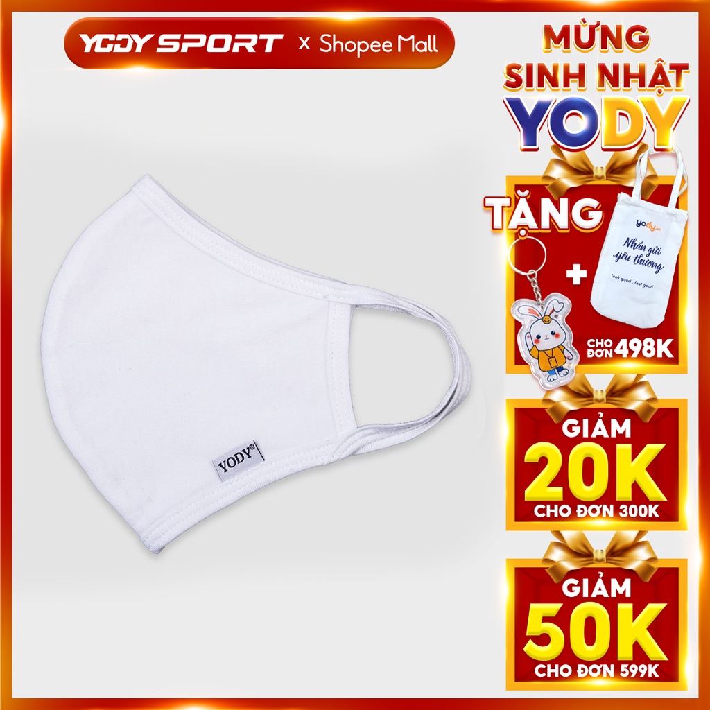 Combo 5 chiếc khẩu trang cotton kháng khuẩn YODY thiết kế vừa vặn khuôn mặt KTR3005