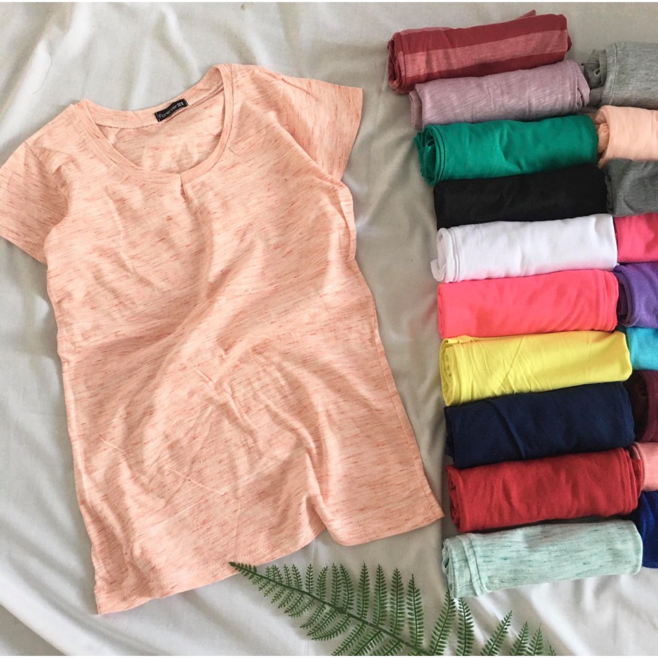 Áo thun nữ cổ tim form ôm vải trơn basic nhiều màu | BigBuy360 - bigbuy360.vn