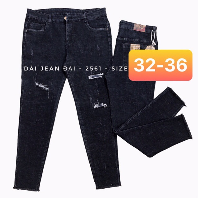 [50kg~90kg] Quần Jeans nữ 9 tấc BigSize  rách vá đắp, lưng cao, co dãn mạnh 2467 4281