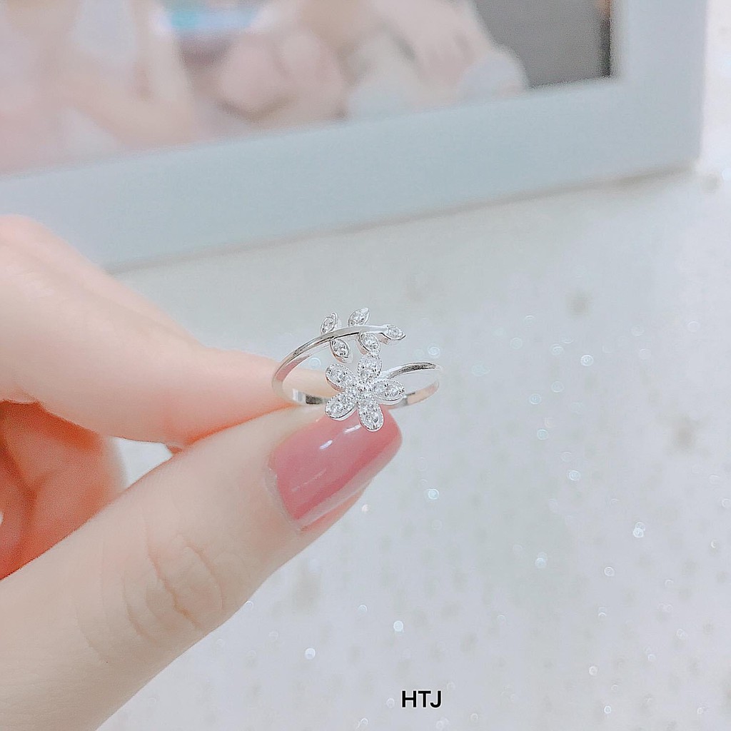NHẪN NỮ BẠC TA HOA LÁ DẠNG HỞ SIÊU XINH