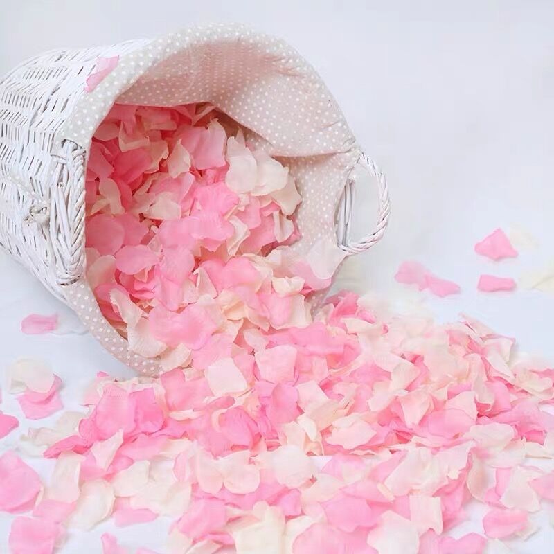 100 Cánh hoa hồng giả 5x5cm nhiều màu sắc trang trí tiệc cưới