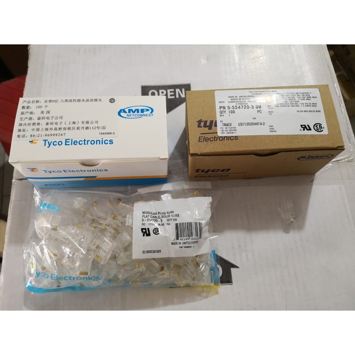 100 Đầu Nối Rj45 Amp Usa Cat5e Cat5 Rj 45pin Utp