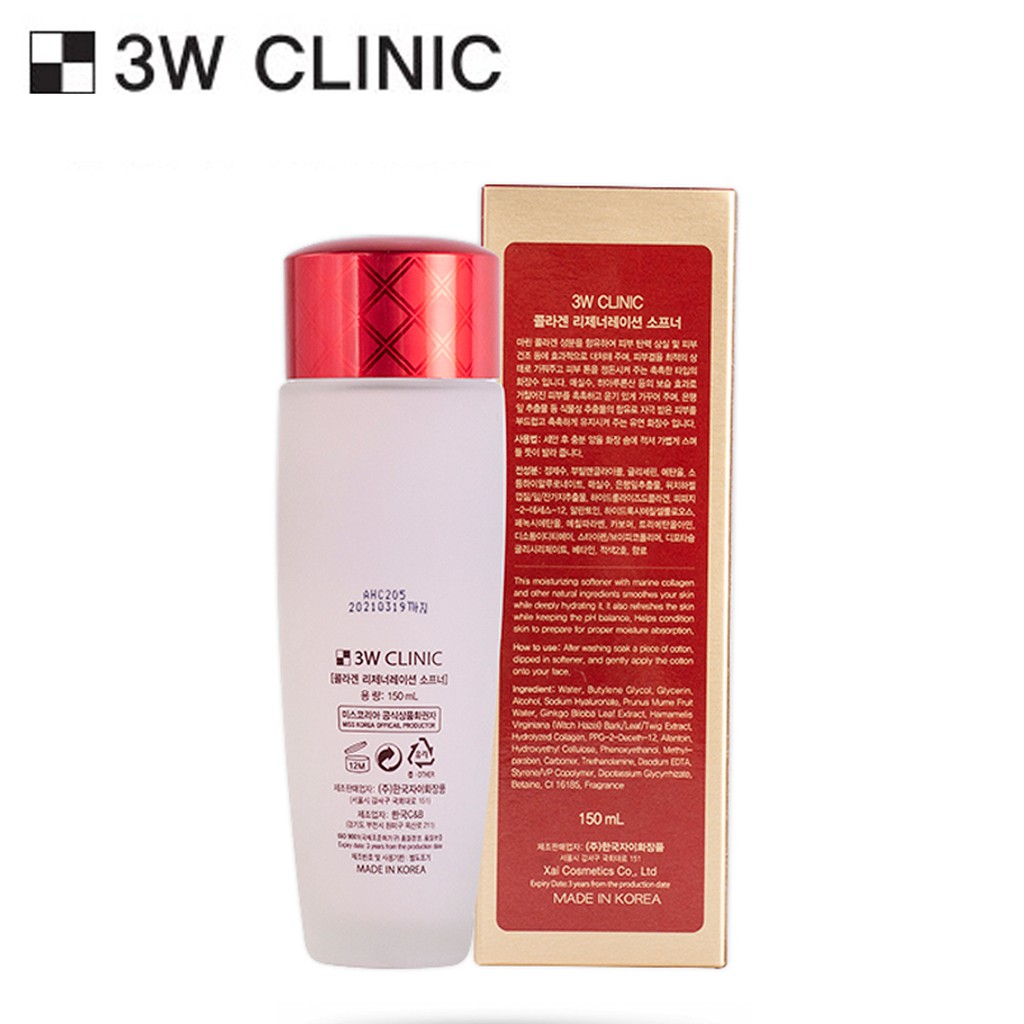 NƯỚC HOA HỒNG TÁI TẠO DA COLLAGEN REGENERATION SOFTENER 3W CLINIC 150ML