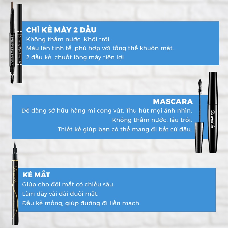 Bộ makeup nữ đầy đủ Lameila 7 món kem nền, phấn phủ, phấn má, kẻ mày, kẻ mắt, mascara, son kem lì BTD-L710 | BigBuy360 - bigbuy360.vn