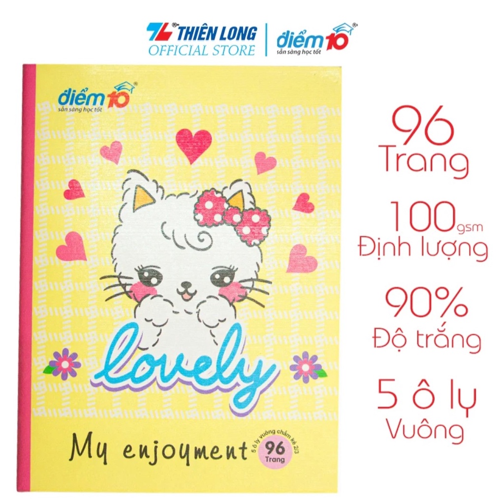 [ Chính hãng ] Tập học sinh 96 trang 5 ô ly vuông 100 gsm Điểm 10 TP-NB075, [ lốc 10 cuốn ], (hình n