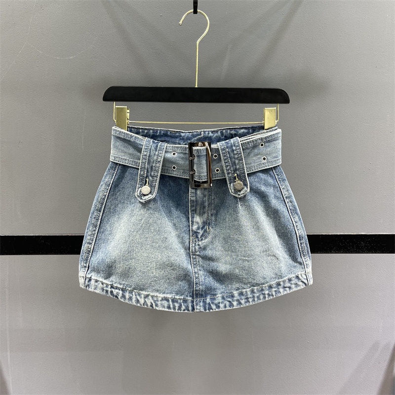 JSC Jiashucheng Chân Váy Denim Ngắn Dáng Chữ a Ôm Hông Quyến Rũ Phong Cách Mới Chống Lộ Hàng Cho Nữ Hakama