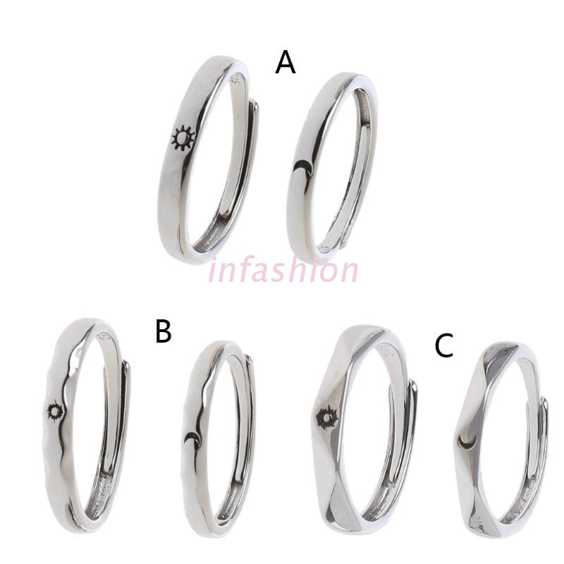 Bộ 2 nhẫn cặp hình mặt trăng mặt trời cho cặp đôi