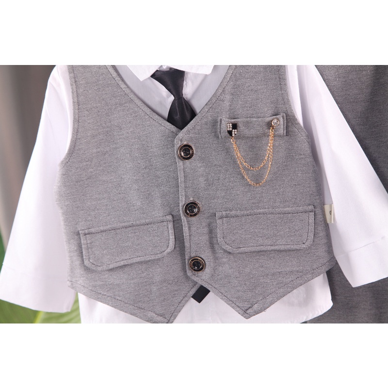 Bộ Đồ Vest Thời Trang Xuân Thu Dành Cho Bé Trai 3-4 Tuổi
