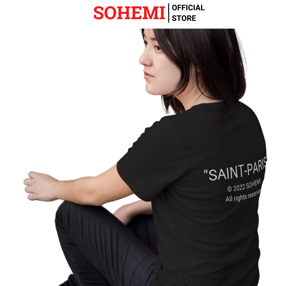 Áo thun SOHEMI form rộng tay lỡ SAINT PARIS cotton 100% 4 chiều cao cấp