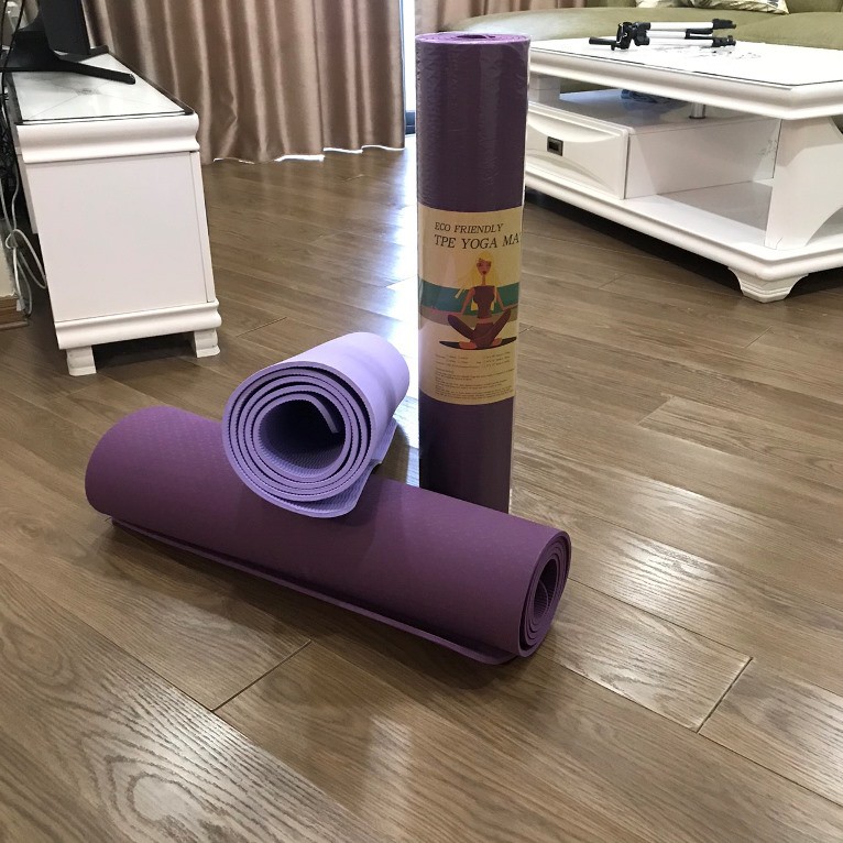 (LOẠI 1) Thảm tập Yoga, gym 2 Lớp TPE cao cấp chống trơn chượt dày 6mm kèm túi đựng ( LỖI 1 ĐỔI 1 )