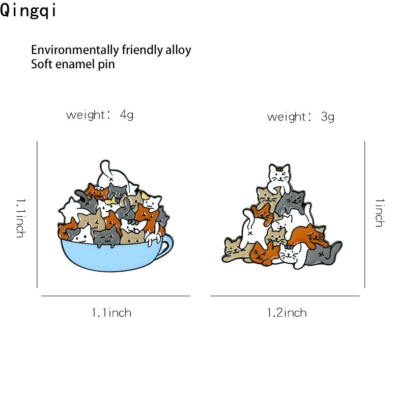 Ghim cài áo MISS ZOE hình cốc cà phê mèo hoạt hình dễ thương