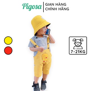 [Set Áo + Yếm] Đồ Bộ Bé Gái/Trai Yếm Kaki Kèm Áo Thun Sọc Ngang - HAPY SB521