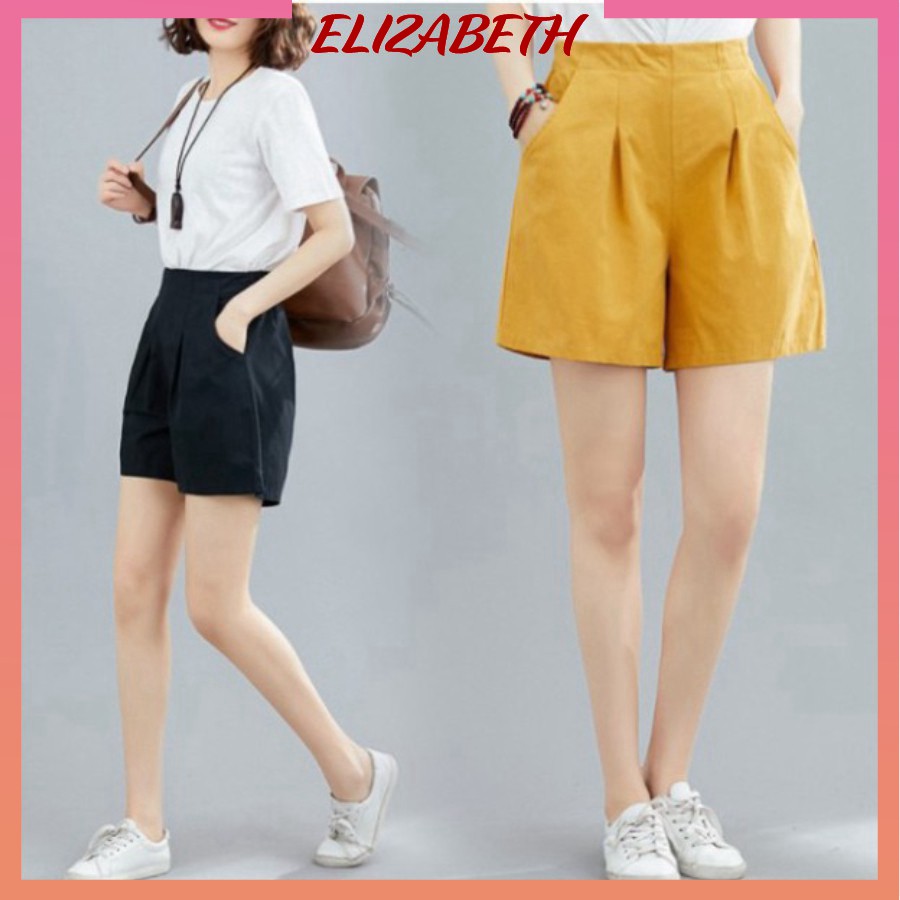 Quần short nữ cạp cao, quần đùi nữ Elizabeth, chất liệu kaki bền mát, thiết kế trẻ trung, năng động QNH.48