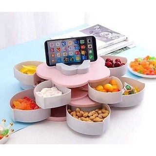 Hộp Mứt Tết 2 Tầng xoay hình cánh hoa sang trọng