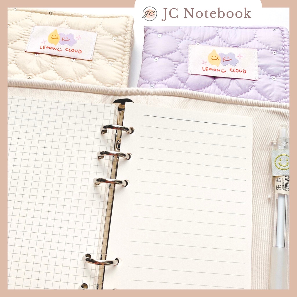 Sổ Còng Bullet Journal A6 Bìa Vải Vintage Màu Pastel - Sổ Tay Bujo Tặng Kèm 100 Tờ Giấy Caro và Kẻ Ngang