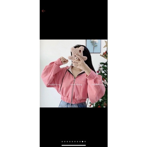 (HCM) ÁO KHOÁC NỈ CROPTOP TAY PHỒNG CÓ MŨ SIÊU XỊN CHO CÁC CHỊ EM - THỜI TRANG HÀN QUỐC 2022 KME FASHION