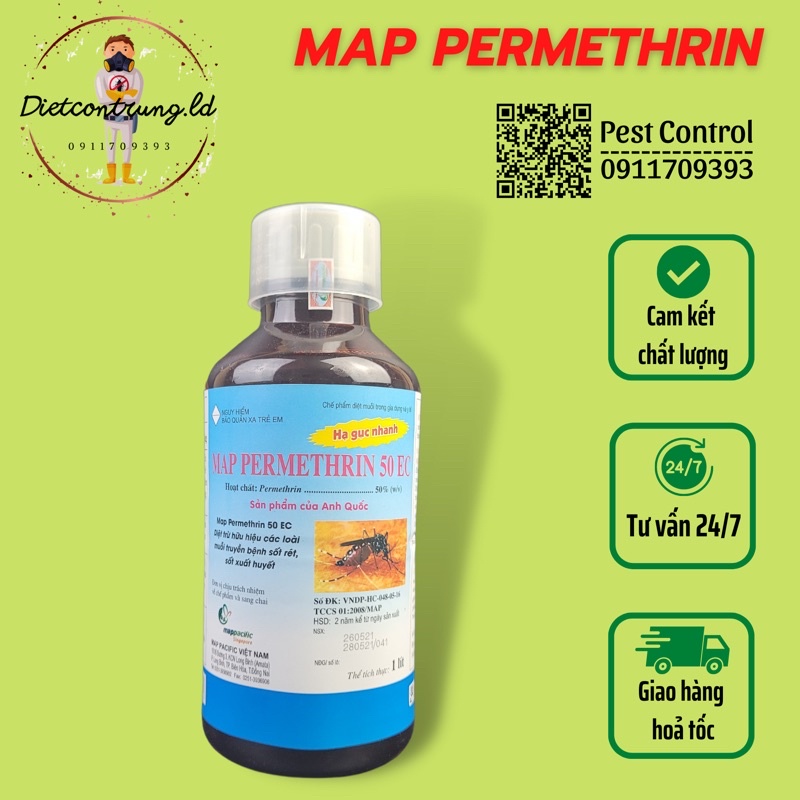 Thuốc muỗi PERMETHRIN 50EC - 1000ml - MAP PACIFIC