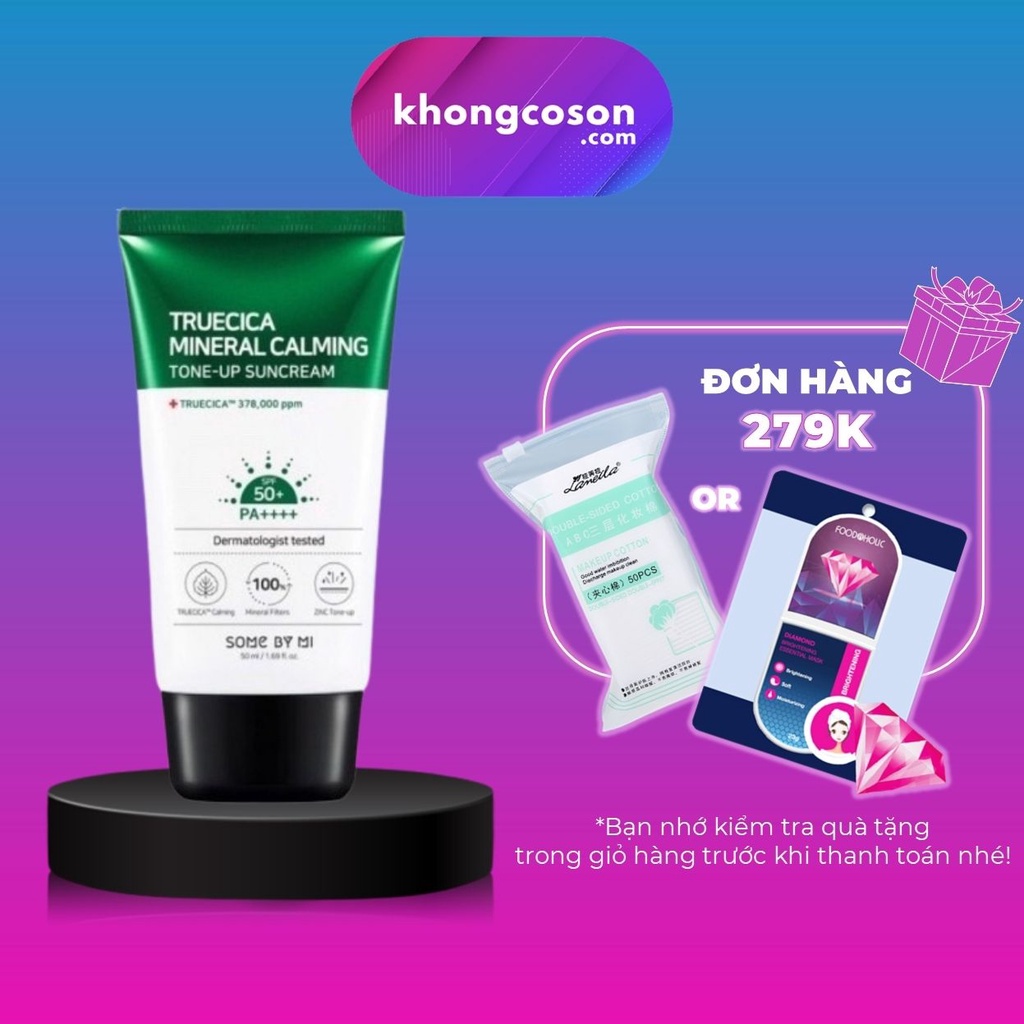 Kem Chống Nắng Some By Mi Dưỡng Da Truecica Mineral 100 Calming Tone-up Suncream 50PA++++ 50ml - Khongcoson