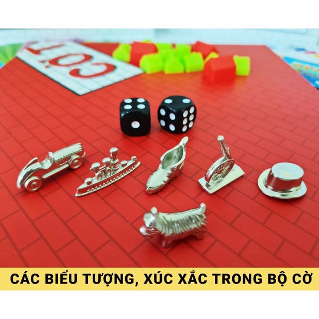 Trò chơi bộ cờ tỷ phú Việt Nam loại lớn, kích thước 25x25x6cm, sử dụng tiền và địa danh Việt Nam - DỄ CHƠI