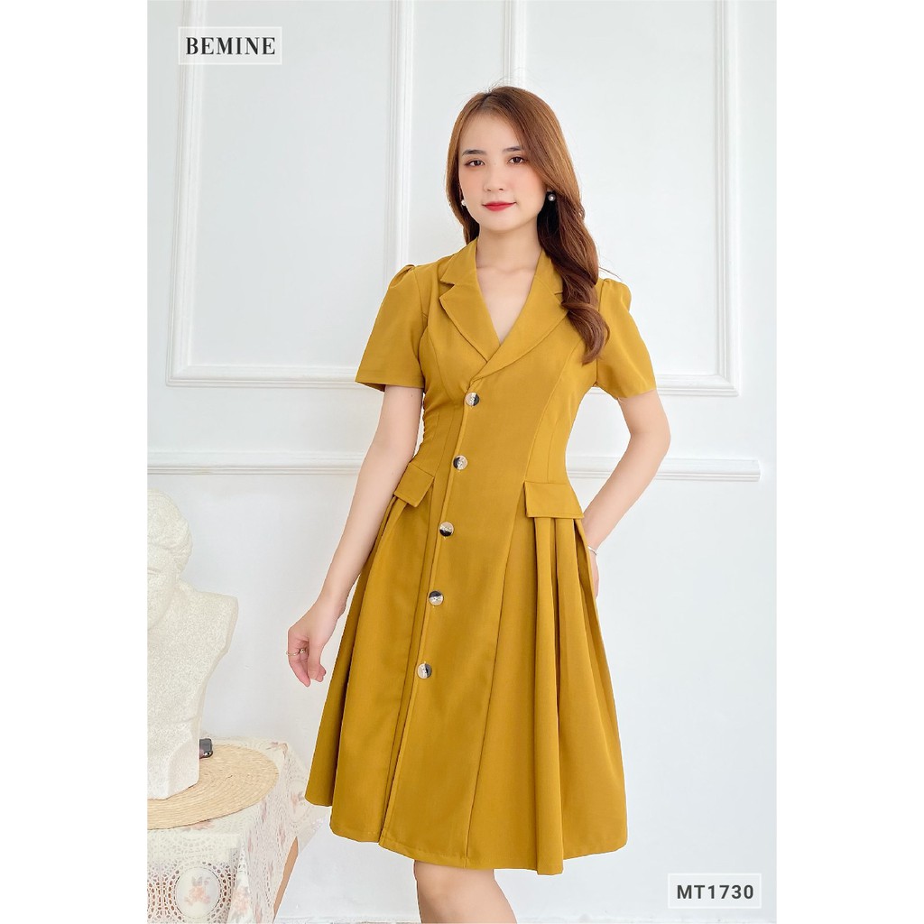 Đầm vest túi đắp giả xếp ly BEMINE MT1730VANG | BigBuy360 - bigbuy360.vn