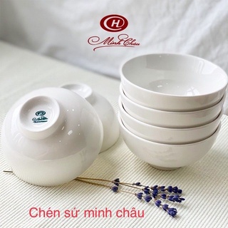 Bộ 10 chén cơm sứ trắng minh châu