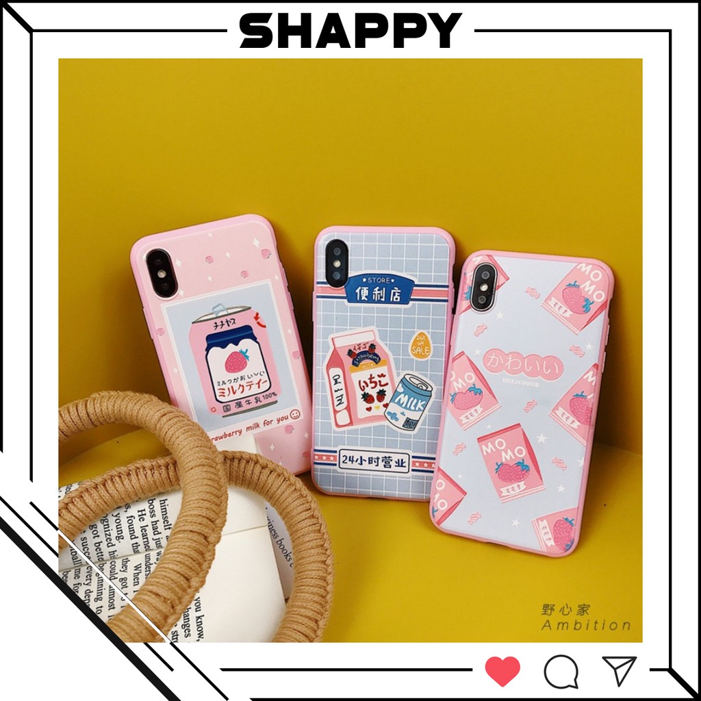 Ốp IPhon In Nổi 6D Hoạ Tiết Hương Dâu [Shappy Shop] | BigBuy360 - bigbuy360.vn