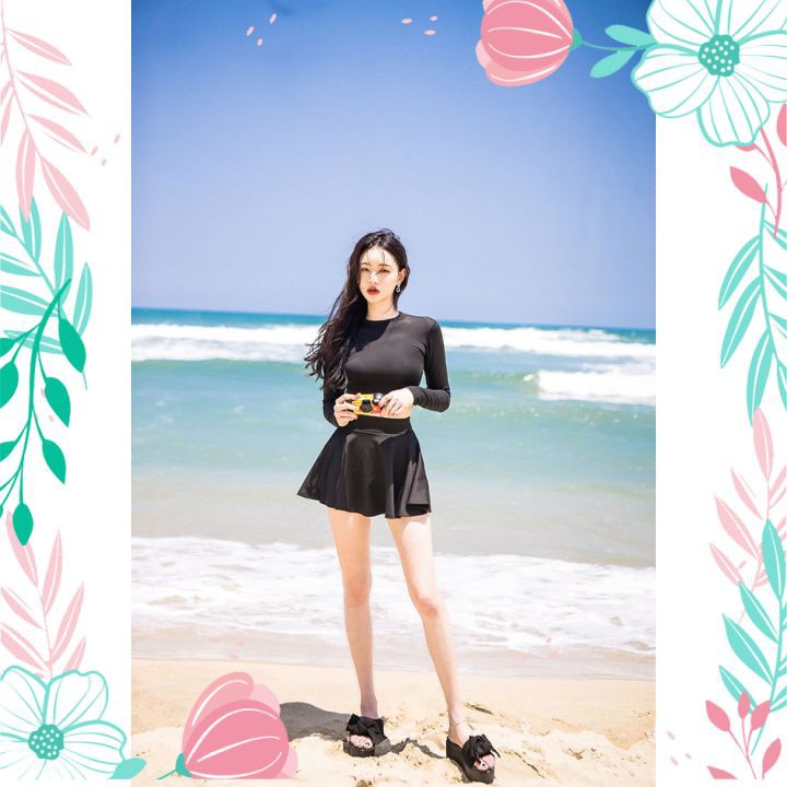 Áo Tắm 2 Mảnh Hàn Quốc Bikini Dài Tay Che Nắng Kín Đáo | BigBuy360 - bigbuy360.vn