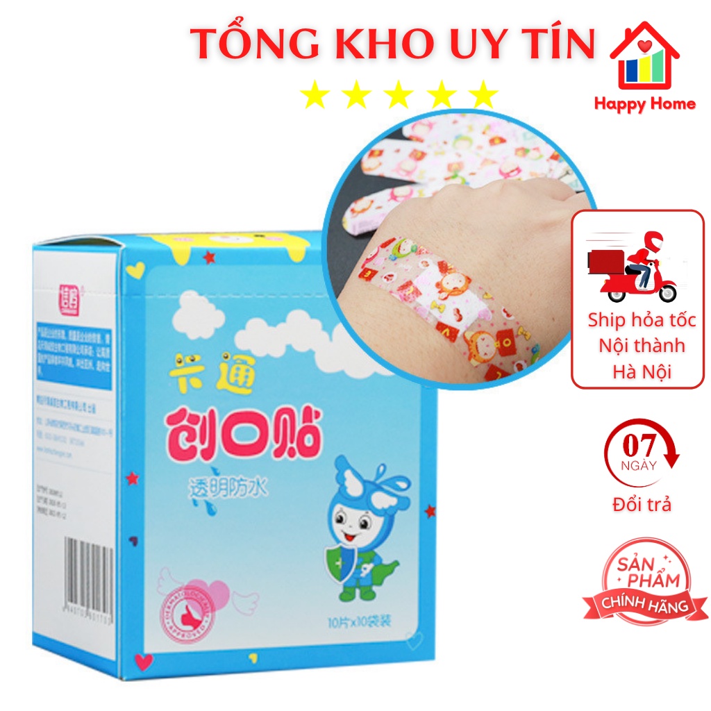 Băng dán vết thương, urgo dễ thương, băng gâu hoạt hình Happy Home