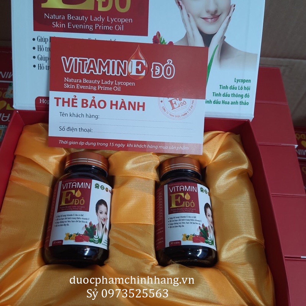 SET Vitamin E đỏ hàm lượng 400 giúp da sáng mịn,trẻ hóa, căng bóng ( 2 hộp 30 viên)