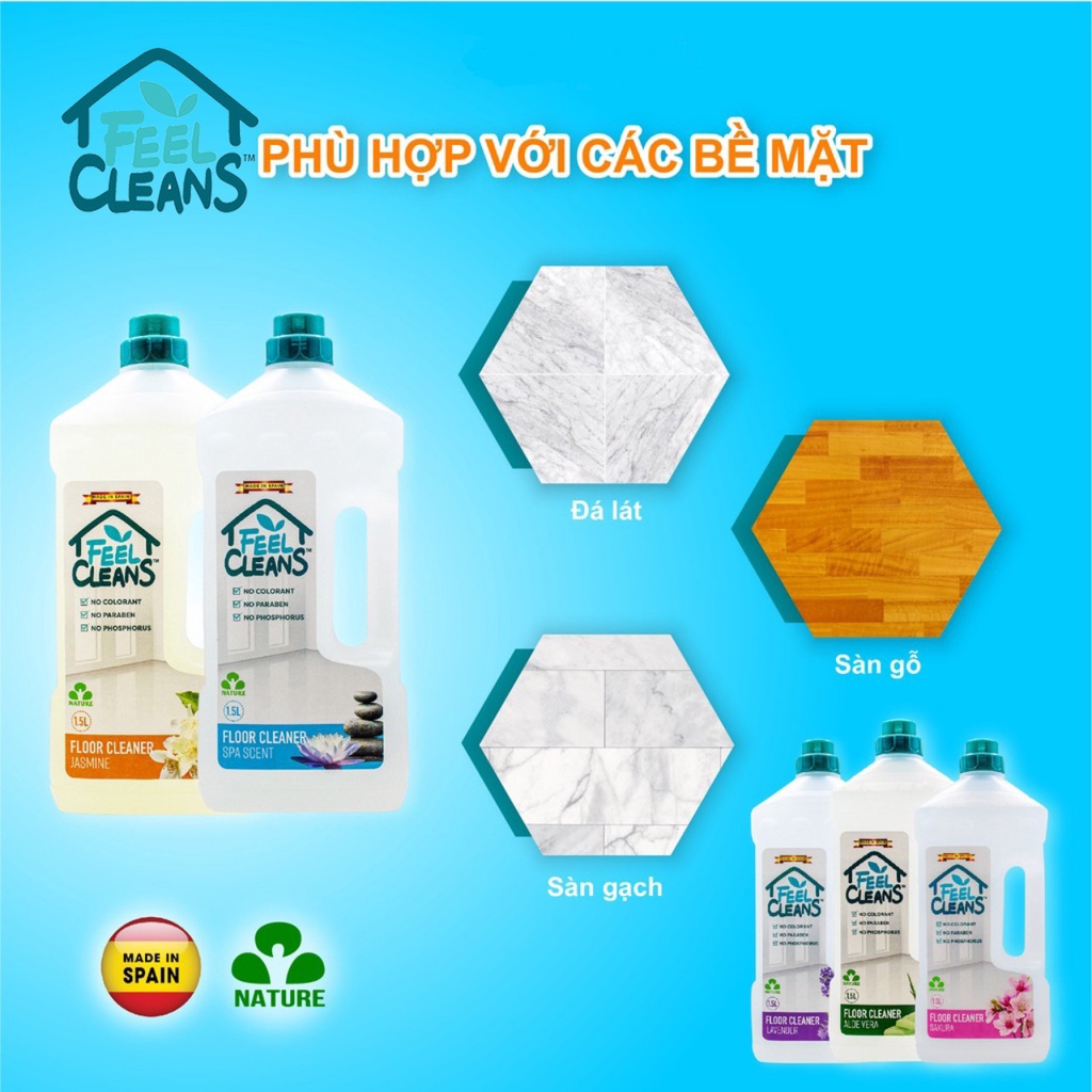 Nước Lau Sàn FeelCleans  HÀNG CÔNG TY  1.5 Lít ✈ FREESHIP ✈