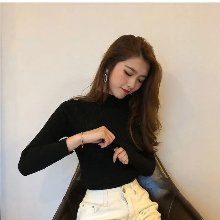 Áo Sweater Cổ Lọ Dáng Ôm Phong Cách Hàn Quốc Thời Trang Xuân Thu 2020 Cho Nữ