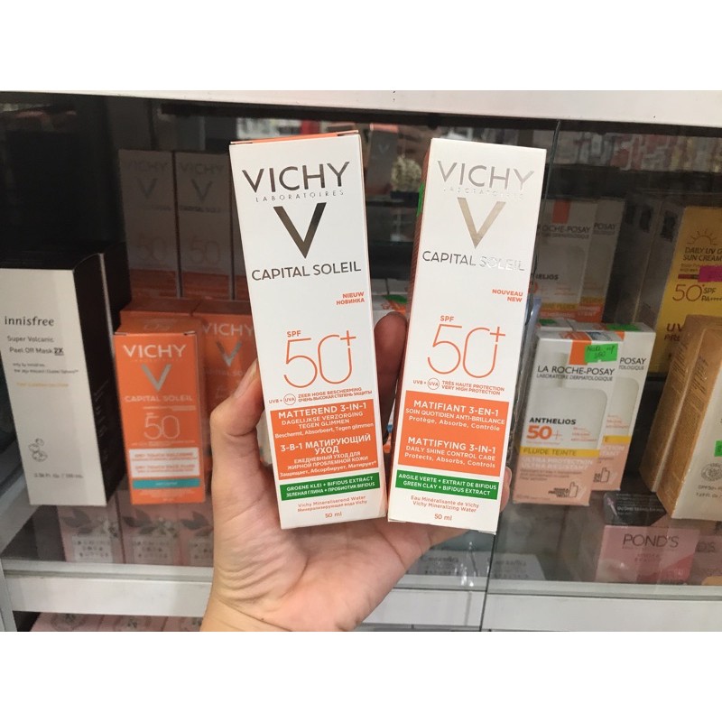 Kem Chống Nắng Vichy Capital Soleil 3in1 SPF 50+ 50ml - Da Mụn ( Hàng Chính Hãng)