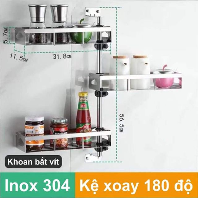 Kệ xoay thông minh Inox 304 Model 3 tầng