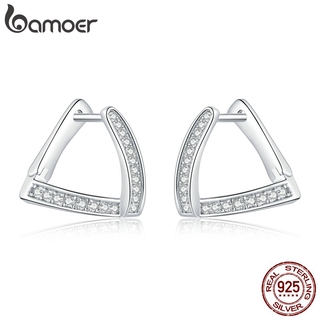 Bông tai bạc BAMOER SCE975 kiểu dáng hình học thời trang